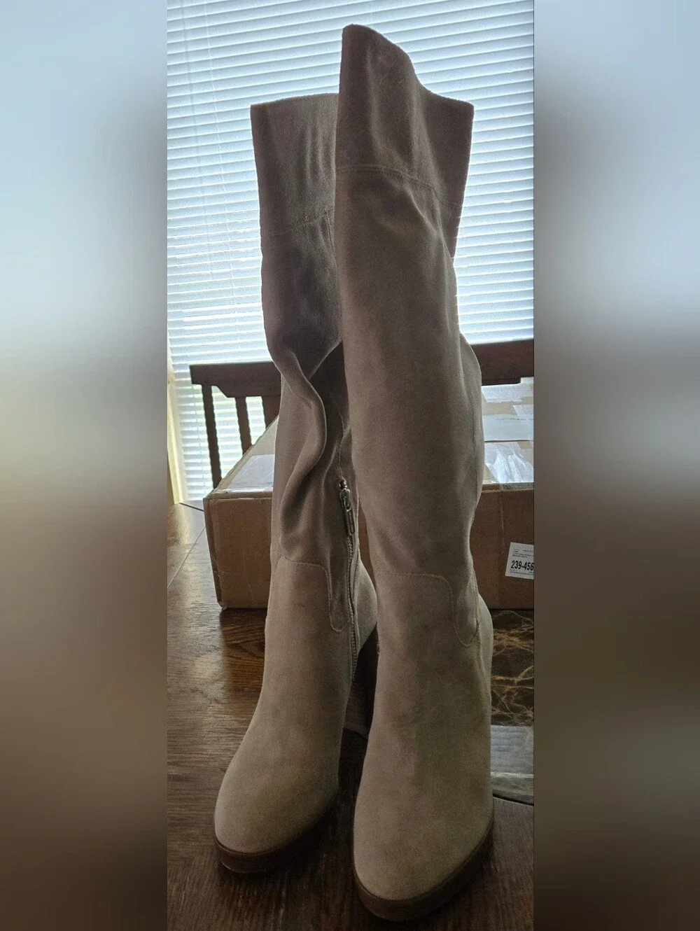 Michael Kors Taupe Suede Over-the-Knee Boots w/ Brown Stacked 3½